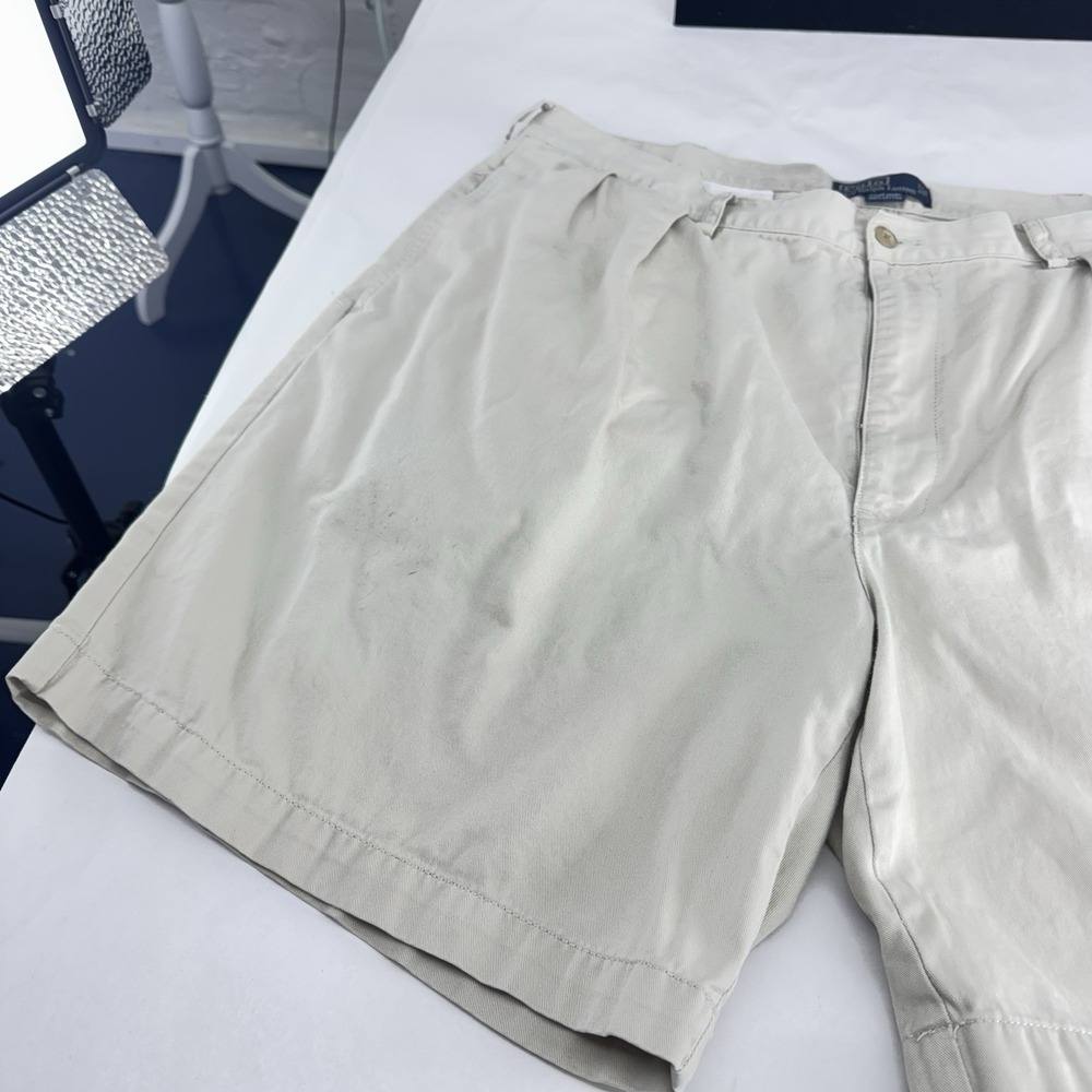 VTG Polo Ralph Lauren Shorts Mens 42 Brown Chino Pleated Tyler Golf Pony 90s Y2K - Picture 5 of 6